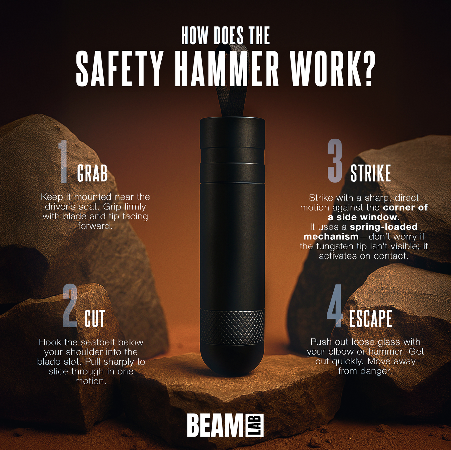 Safety Hammer | Emergency Car Escape Tool