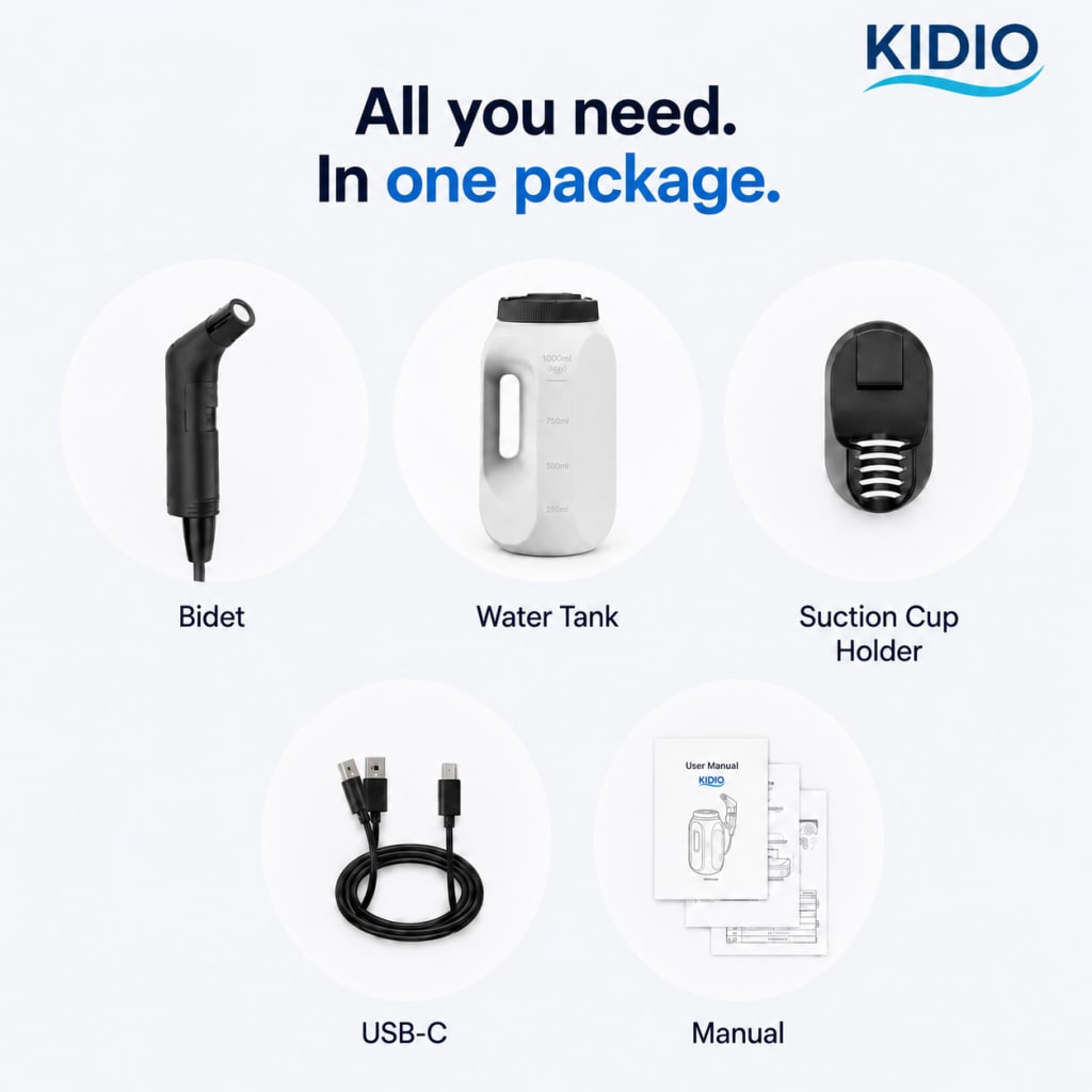 Kidio™ Portable Bidet – The Cleanest Bathroom Upgrade Without Plumbing